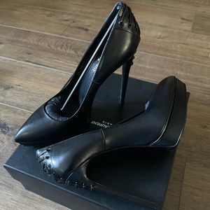 SAINT LAURENT-AUTHENTIC (NWT) Black Leather Heels